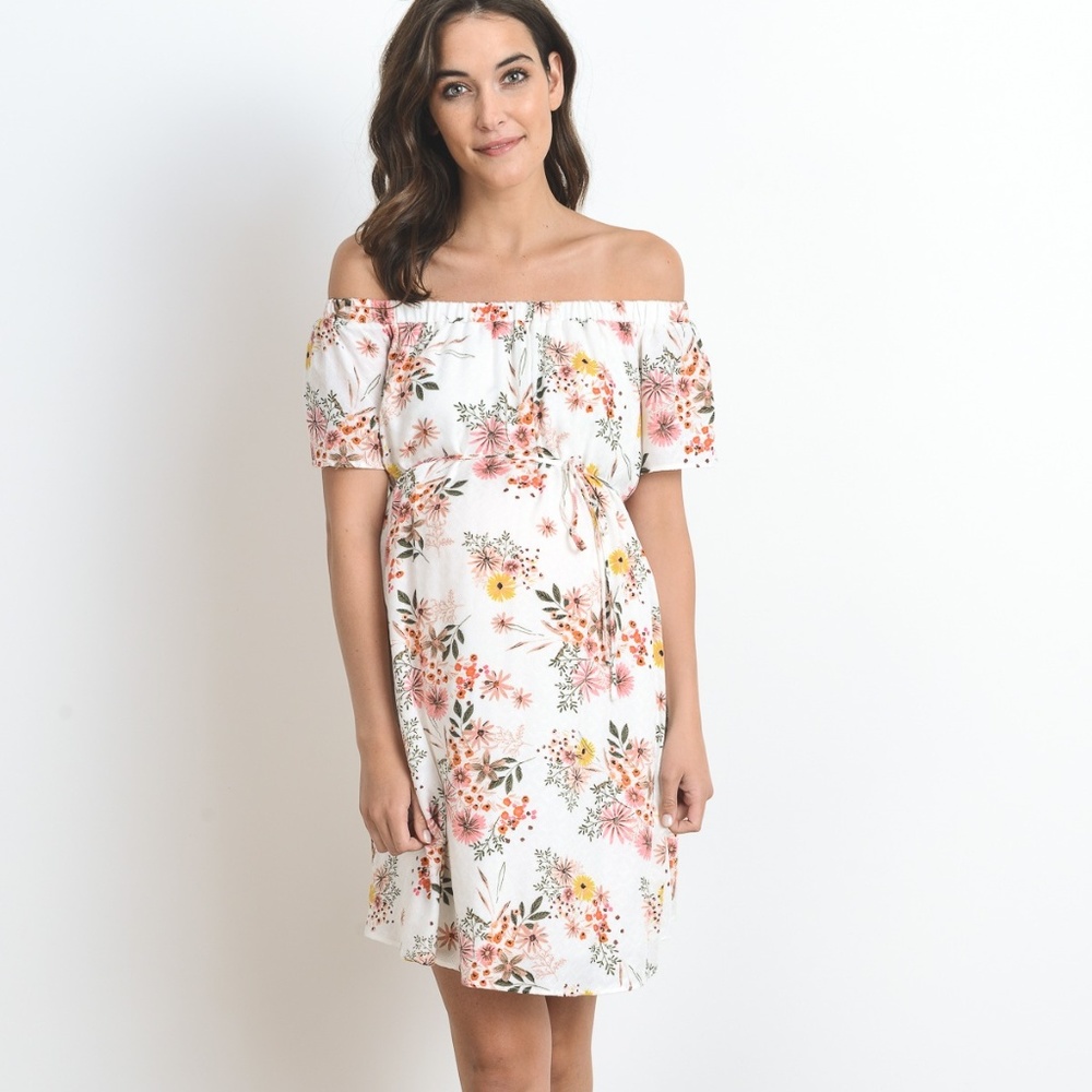 <CMD14889> Floral Off The Shoulder Maternity Dress